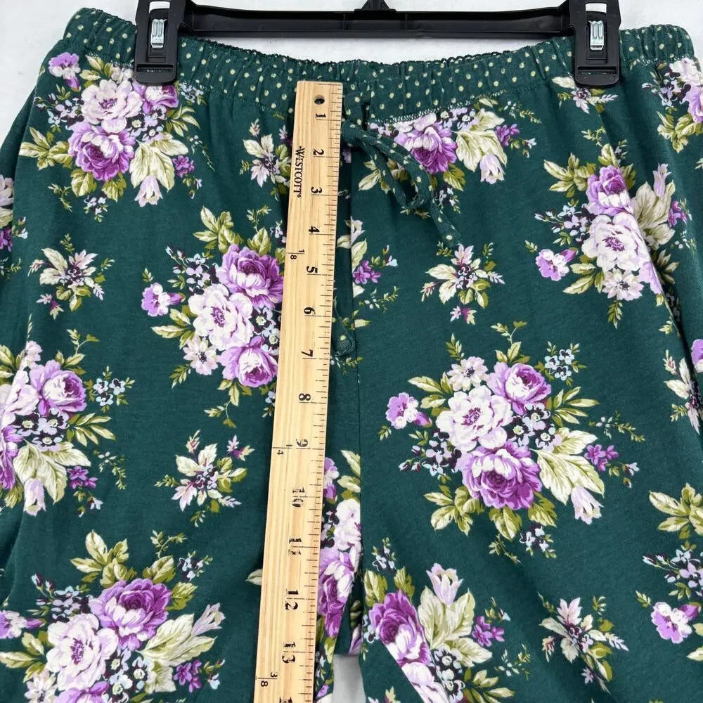 Carole Hochman 2 Piece Pajama Set Size M Green‎ Floral Heavenly Soft Sleepwear